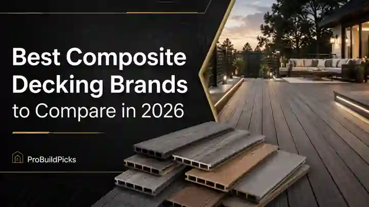 Composite decking brand comparison guide for ProBuildPicks covering leading low-maintenance decking brands