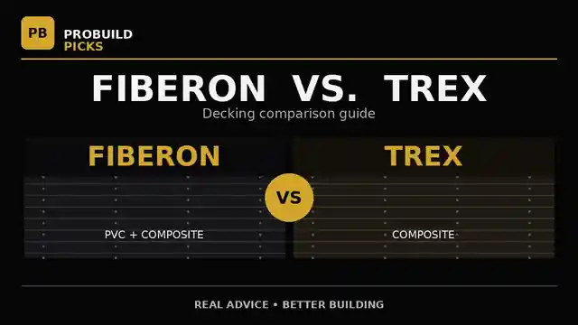High-resolution Fiberon versus Trex decking comparison graphic for ProBuildPicks