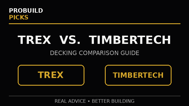 High-resolution Trex versus TimberTech decking comparison graphic for ProBuildPicks