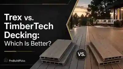 Trex and TimberTech decking comparison graphic for ProBuildPicks